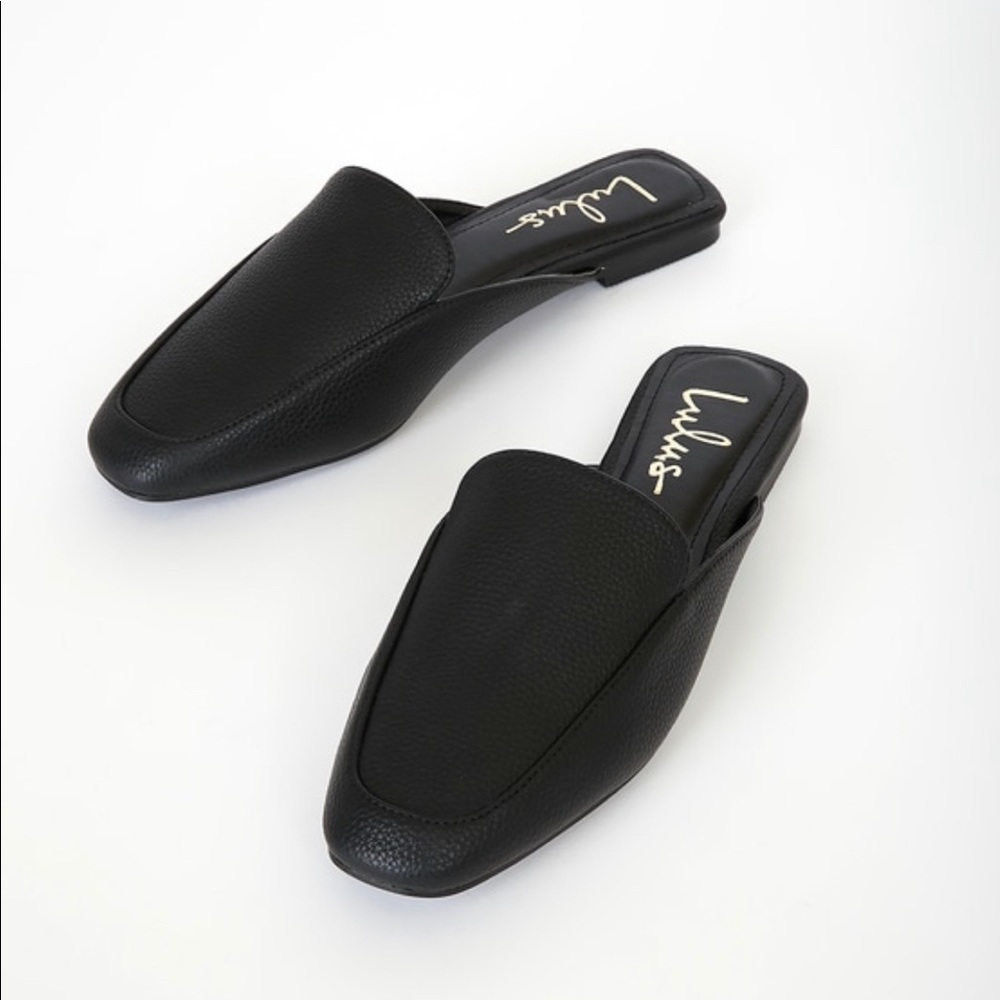 Lulus Maggy Black Square-Toe Loafer Slides